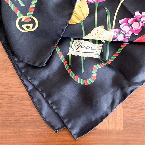 black gucci silk scarf|nwt authentic Gucci silk scarf.